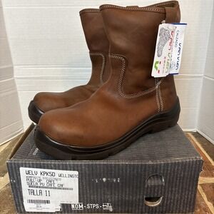 Mens Sz 11 Steel Toe Boots Van Vien Western Cowboy Pull On Work Wellington Boots